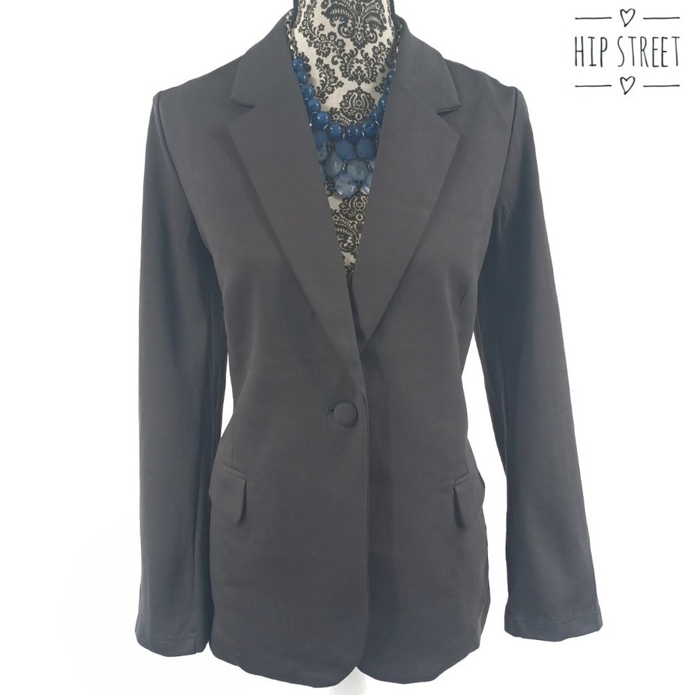 MARY CRAFTS Blazer One Button Stretch Jersey Jacket 14 NWT